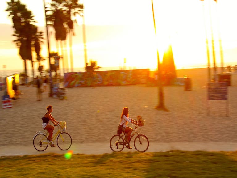 Venice Beach bikes at sunset