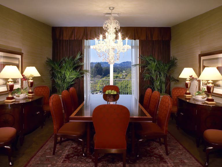 Dining room in the Presidential Suite at The Beverly Hilton