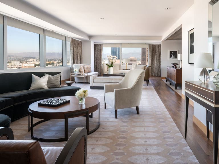 Living room of The Ritz-Carlton Suite at The Ritz-Carlton Los Angeles