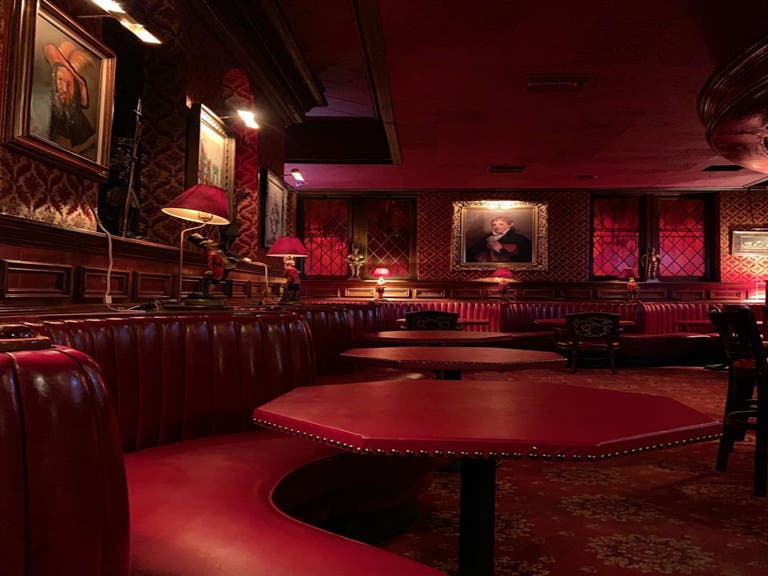 Red leather booths at The Prince in Koreatown