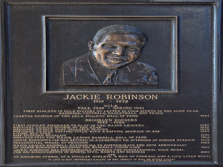 Jackie Robinson plaque at Los Angeles Memorial Coliseum
