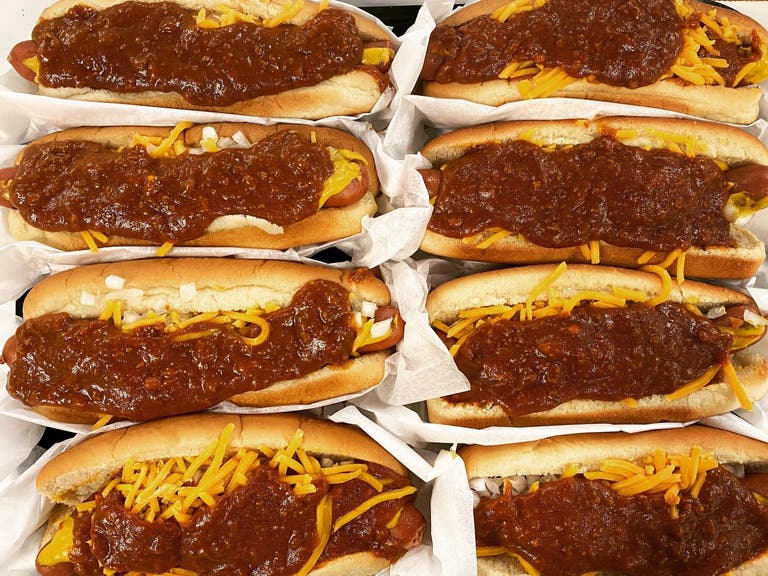 Chili cheese hot dogs at Cupid's