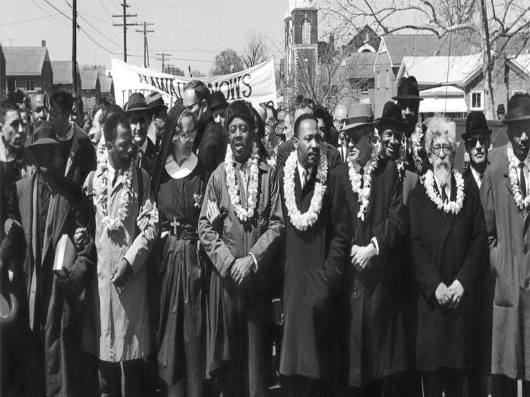 Martin Luther King Jr. and others marching in Selma, Alabama ca. 1965