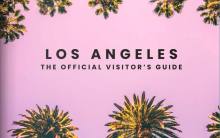 Image reads: Los Angeles The Official Visitor's Guide over pink background with palm trees 