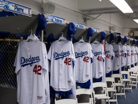 Robinson's 42 In Dodger Blue For All Uniforms On April 15