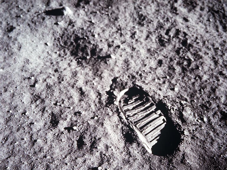 Apollo 11 astronaut Buzz Aldrin's bootprint in the lunar soil