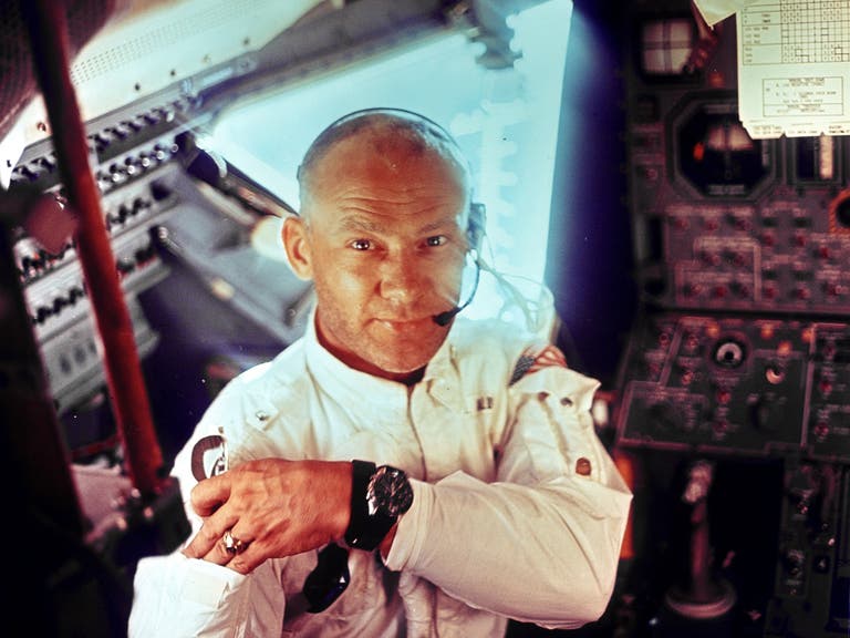 Buzz Aldrin in the Apollo 11 Lunar Module on July 20, 1969
