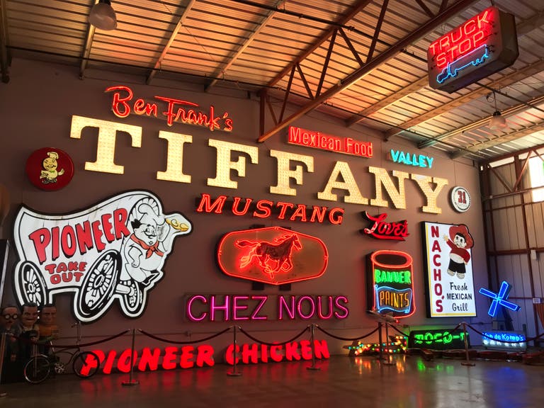 Wall of neon signs at the Valley Relics Museum