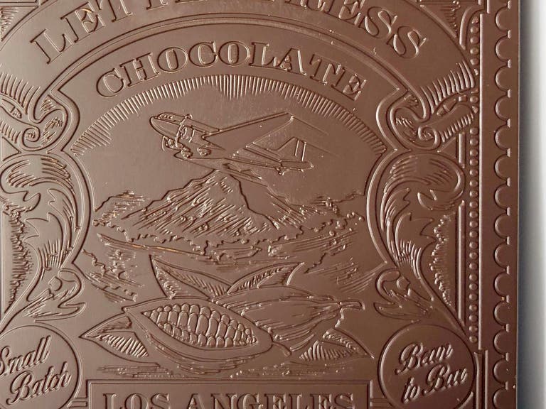 Detail of a LetterPress Chocolate chocolate bar