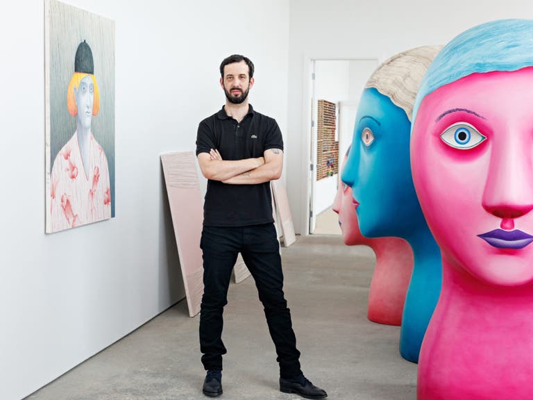 Artist Nicolas Party with sculptures and painting