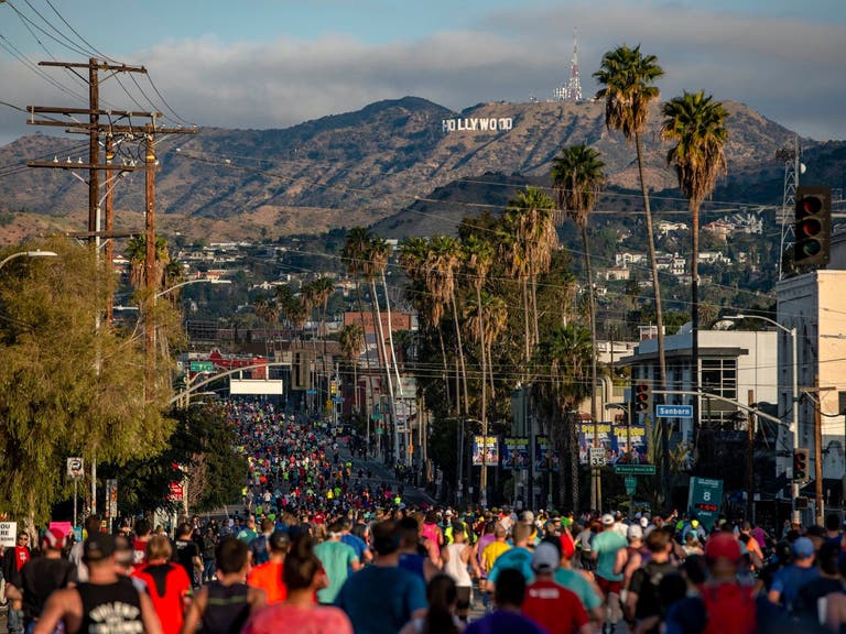 Los Angeles Marathon view of the Hollywood Sign