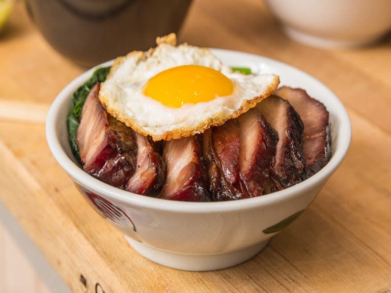 OG Char Siu with sunny side egg at RiceBox in Downtown LA