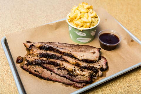 Bludso's BBQ slow-cooked brisket at The Proud Bird