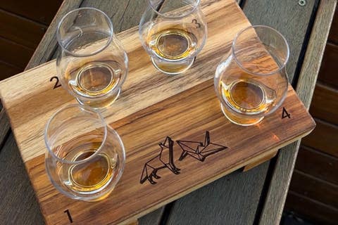 Whisky with Wolves flight at Wolf and Crane in Little Tokyo