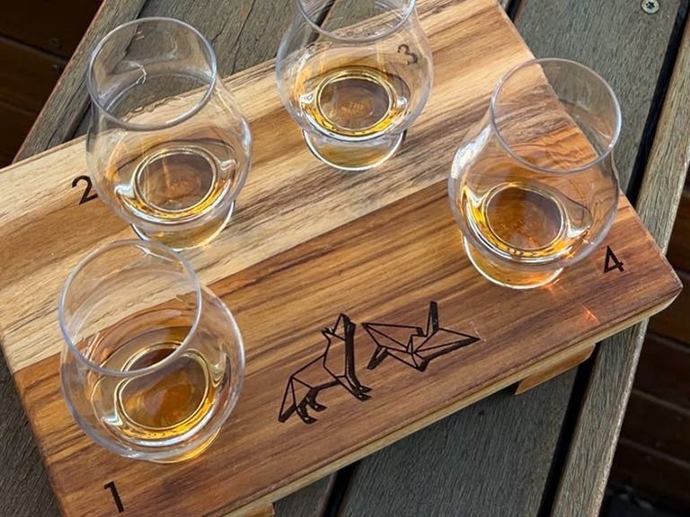Whisky with Wolves flight at Wolf & Crane in Little Tokyo