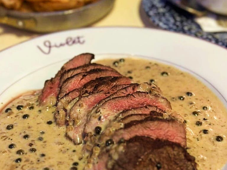 Bistro Steak Au Poivre at Violet in Westwood Village