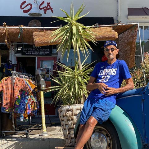 Sika Dwimfo outside his shop in Leimert Park