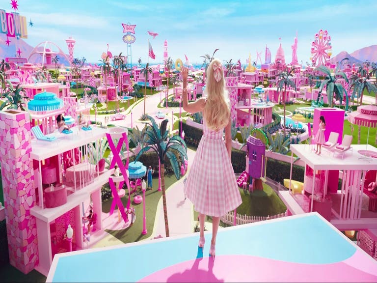 LAX Theme Building, Randy's Donuts and more in Barbieland from the "Barbie" movie