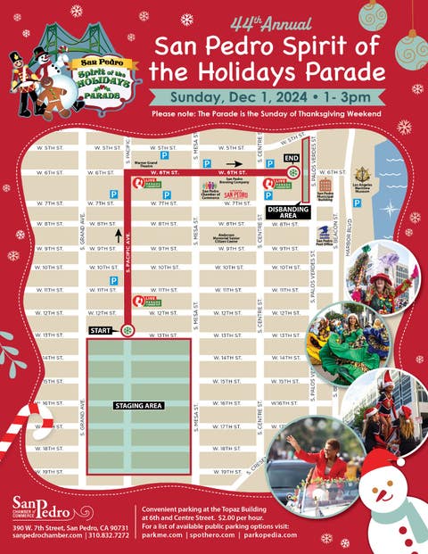 San Pedro Spirit of the Holidays Parade 2024 map