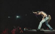 Bruce Springsteen on stage at Los Angeles Memorial Coliseum on Sept. 30, 1985