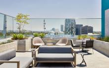 Outdoor rooftop sitting area at the AC Hotel Beverly Hills