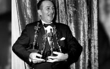 Walt Disney with his four Oscars at the 26th Academy Awards